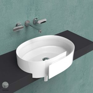 Roll Semi-inset basin 56 cm without overflow, without tap ledge Lava Grey