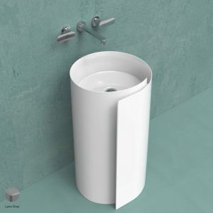 Monoroll Wall column-basin 44 cm without overflow, without tap ledge Lava Grey