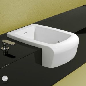 Una Semi-inset bidet with overflow, without tap ledge White