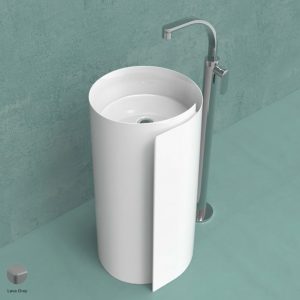 Monoroll Standing column-basin 44 cm without overflow and tap ledge Lava Grey