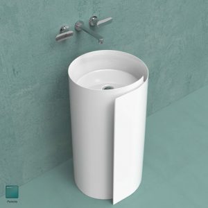 Monoroll Wall column-basin 44 cm without overflow, without tap ledge Petrolio