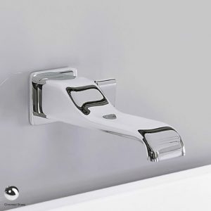 Noke Wall-mounted single lever basin mixer, drain included Glossy Chrome