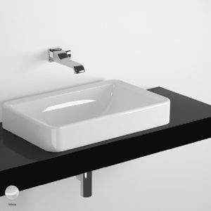 Nile Shelf from 80 to 250 x 46 x h 10 cm, for Nile 62 recessed basin White