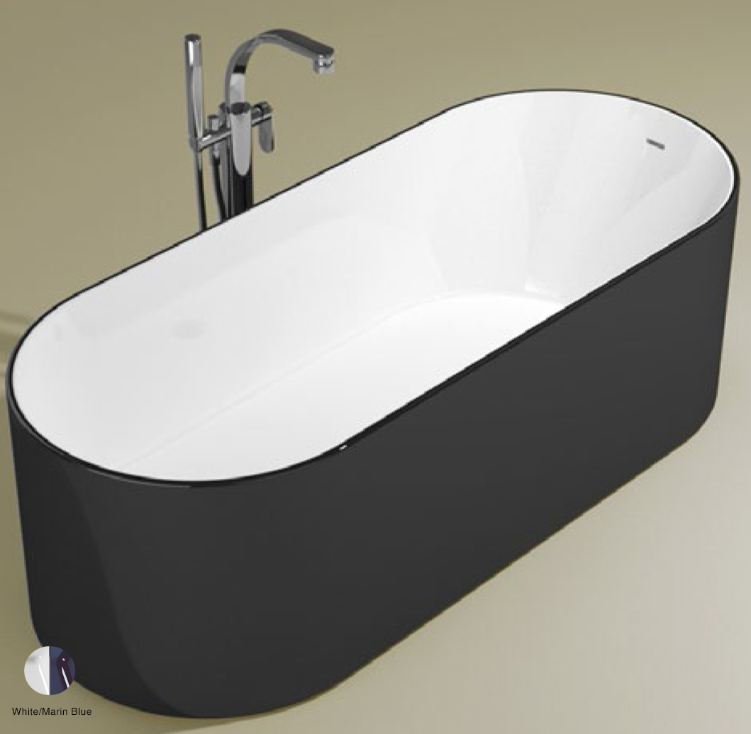 Oval Bath-tub 170 cm in Pietraluce BICOLOR White/Marine Blue