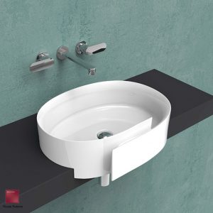 Roll Semi-inset basin 56 cm without overflow, without tap ledge Rosso Rubens