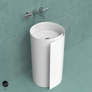 Monoroll Wall column-basin 44 cm without overflow, without tap ledge Black