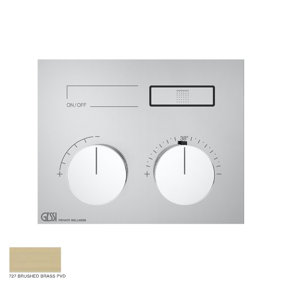 Hi-Fi Compact Thermostatic mixer, one function, on/off button 727 Brushed Brass