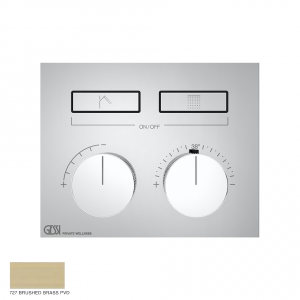 Hi-Fi Compact Thermostatic mixer, two functions, on/off button 727 Brushed Brass