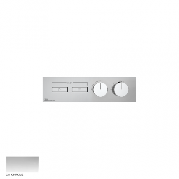 Hi-Fi Linear Thermostatic mixer, two functions, on/off button 031 Chrome