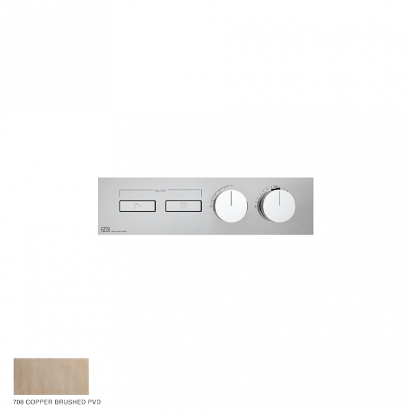 Hi-Fi Linear Thermostatic mixer, two functions, on/off button 708 Copper Brushe