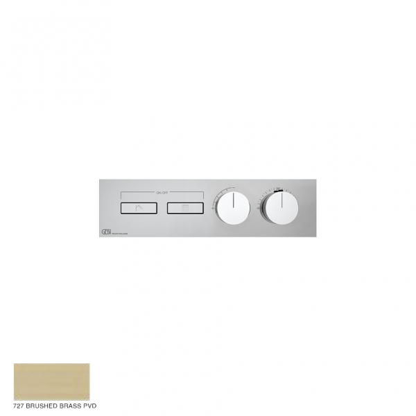 Hi-Fi Linear Thermostatic mixer, two functions, on/off button 727 Brushed Brass