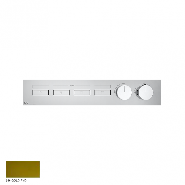 Hi-Fi Linear Thermostatic mixer, four functions, on/off button 246 Gold PVD