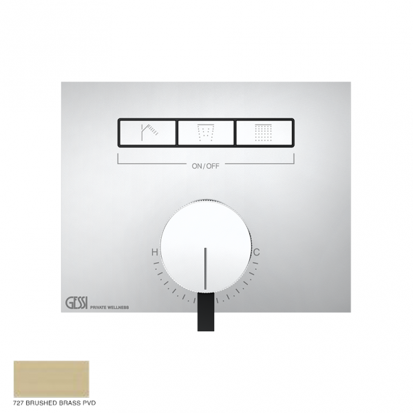 Hi-Fi Mixer single-lever, three functions, on/off button 727 Brushed Brass PVD
