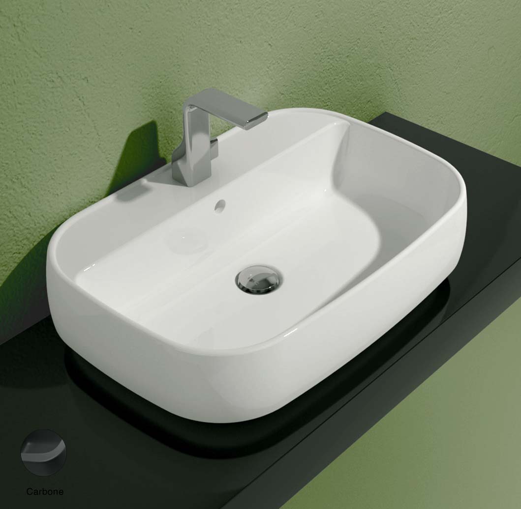 Flag Countertop/Wall hung basin with tap ledge 64cm Carbone Matte