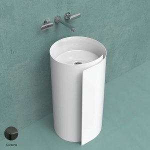Monoroll Wall column-basin 44 cm without overflow, without tap ledge Carbone