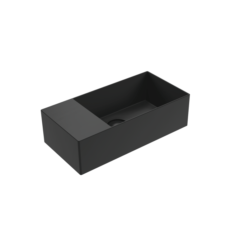 Ceramic wall hung basin with left tap ledge 50 x 25 x H 20 cm Carbone
