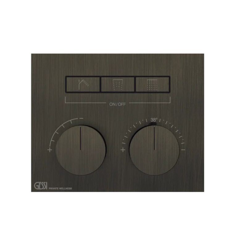 Hi-Fi Compact Thermostatic mixer, three functions, on/off button 187 Aged Bronze