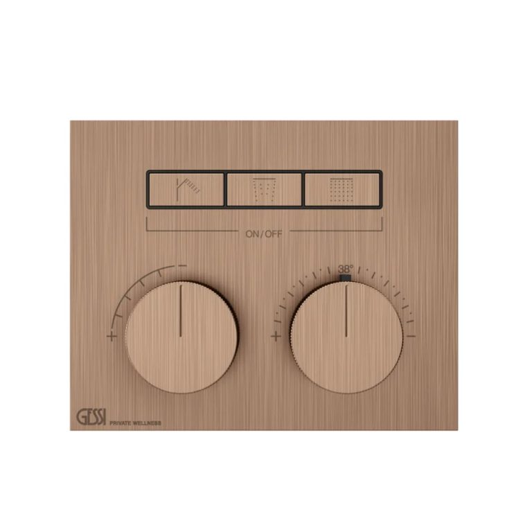 Hi-Fi Compact Thermostatic mixer, three functions, on/off button 708 Copper Brus