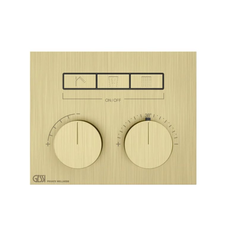 Hi-Fi Compact Thermostatic mixer, three functions, on/off button 727 Brushed Bra