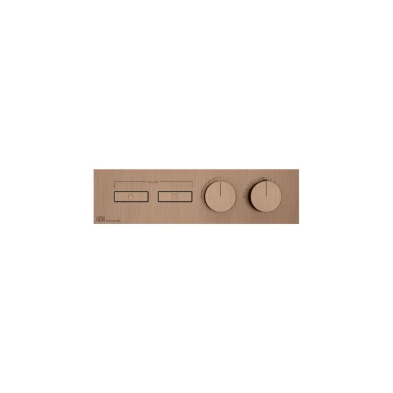 Hi-Fi Linear Thermostatic mixer, two functions, on/off button 708 Copper Brushed