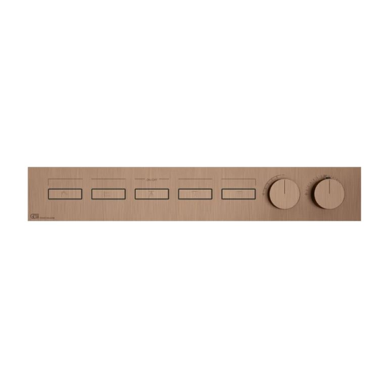 Hi-Fi Linear Thermostatic mixer, five functions, on/off button 708 Copper Brushe
